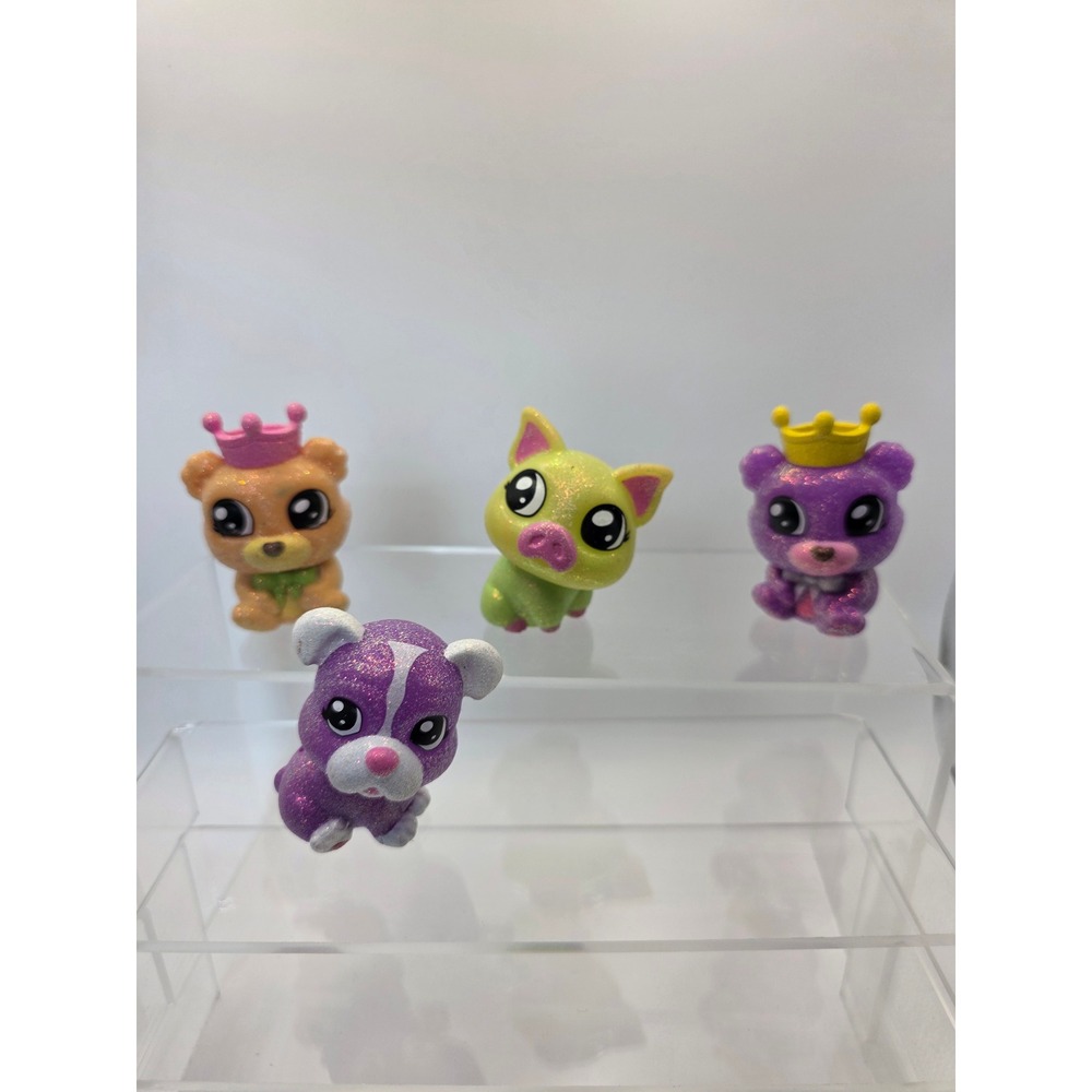 Tic Tac Toy XOXO Friends Glitter Animal Figurines Set of 4 Dog Pig Bear Lot